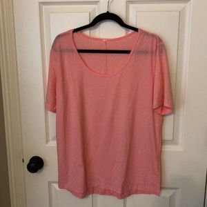 Coral Pink and White Lululemon T shirt